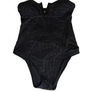 Mossimo Black Crochet Front Strapless One Piece Swimsuit Size Small